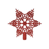 Decoris Hollow Snowflake Star Tree Topper with Glitter 19cm - Red